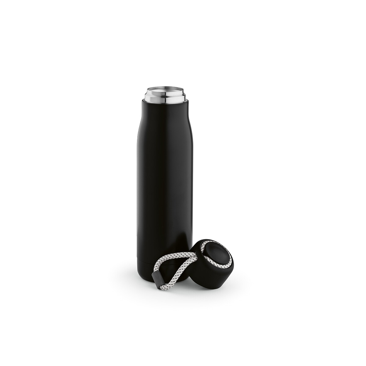 Butelki z logo – butelka lena ze stali nierdzewnej z recyklingu 570 ml – czarna ABT018_103 Butelka Lena ze stali nierdzewnej z recyklingu 570 ml - Czarna ABT018_103