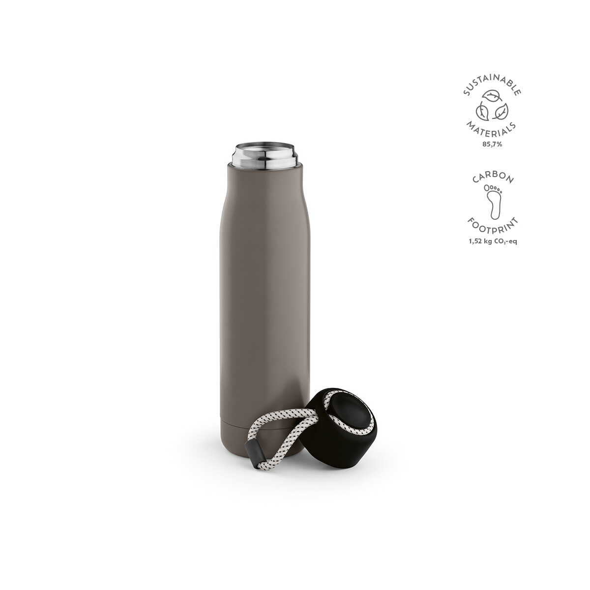 Butelki z logo – butelka lena ze stali nierdzewnej z recyklingu 570 ml – szara ABT018_113-kpi Butelka Lena ze stali nierdzewnej z recyklingu 570 ml - Szara ABT018_113-kpi