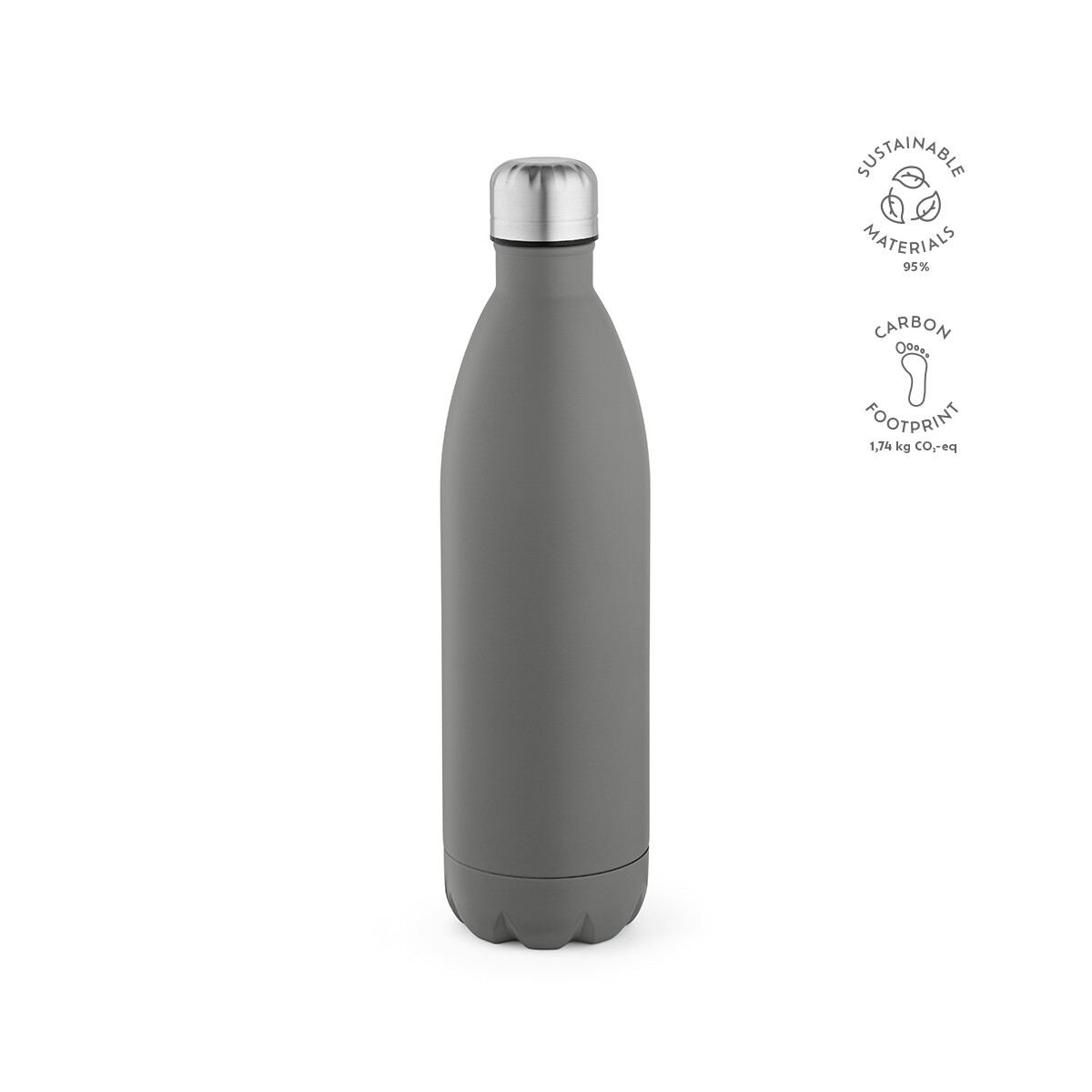 Butelki z logo – butelka mississippi 1100 ze stali nierdzewnej pochodzącej z recyklingu 1100 ml – szara ABT013_113-kpi Butelka Mississippi 1100 ze stali nierdzewnej pochodzącej z recyklingu 1100 ml - Szara ABT013_113-kpi