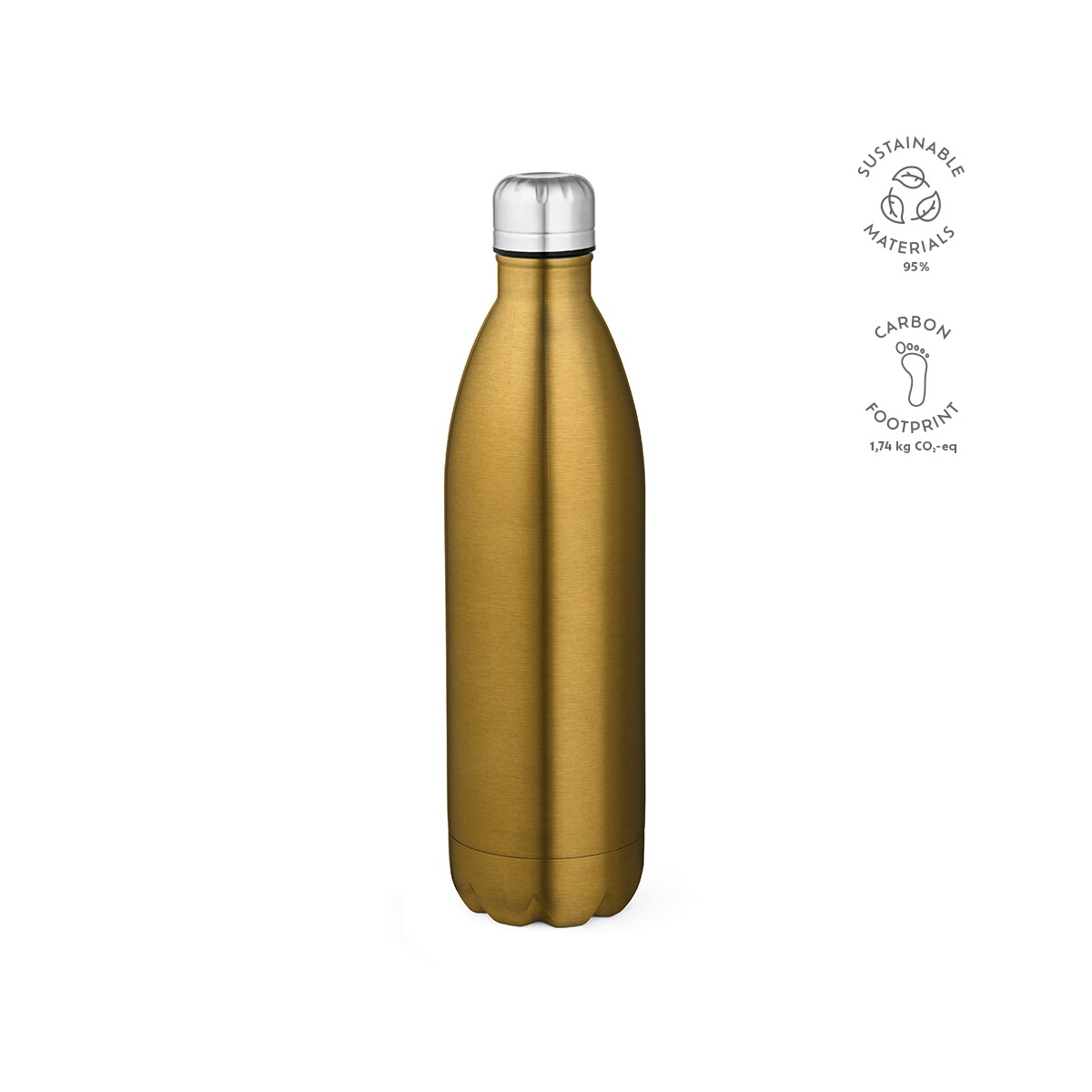Butelki z logo – butelka mississippi 1100p z recyklingowanej stali nierdzewnej 1100 ml – złota ABT046_117-kpi Butelka Mississippi 1100P z recyklingowanej stali nierdzewnej 1100 ml - Złota ABT046_117-kpi