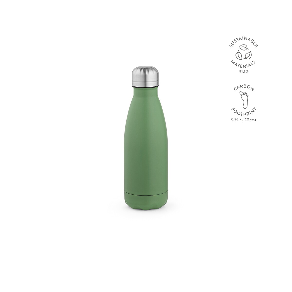 Butelki z logo – butelka mississippi 450 ze stali nierdzewnej z recyklingu 430 ml – pastelowa zielona ABT010_159-kpi Butelka Mississippi 450 ze stali nierdzewnej z recyklingu 430 ml - Pastelowa zielona ABT010_159-kpi