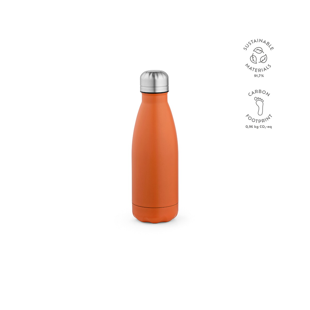 Butelki z logo – butelka mississippi 450 ze stali nierdzewnej z recyklingu 430 ml – pomarańczowa ABT010_128-kpi Butelka Mississippi 450 ze stali nierdzewnej z recyklingu 430 ml - Pomarańczowa ABT010_128-kpi