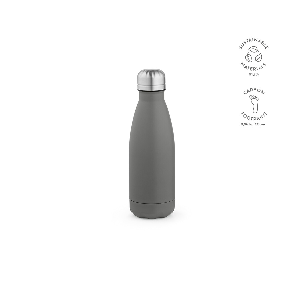 Butelki z logo – butelka mississippi 450 ze stali nierdzewnej z recyklingu 430 ml – szara ABT010_113-kpi Butelka Mississippi 450 ze stali nierdzewnej z recyklingu 430 ml - Szara ABT010_113-kpi