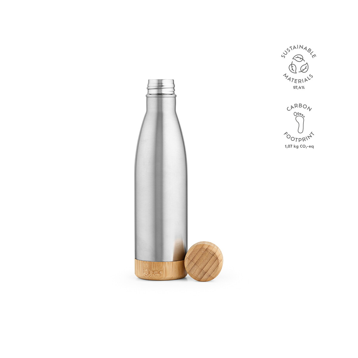 Butelki z logo – butelka rio grande ze stali nierdzewnej z recyklingu 530 ml – srebrna ABT016_107-kpi Butelka Rio Grande ze stali nierdzewnej z recyklingu 530 ml - Srebrna ABT016_107-kpi