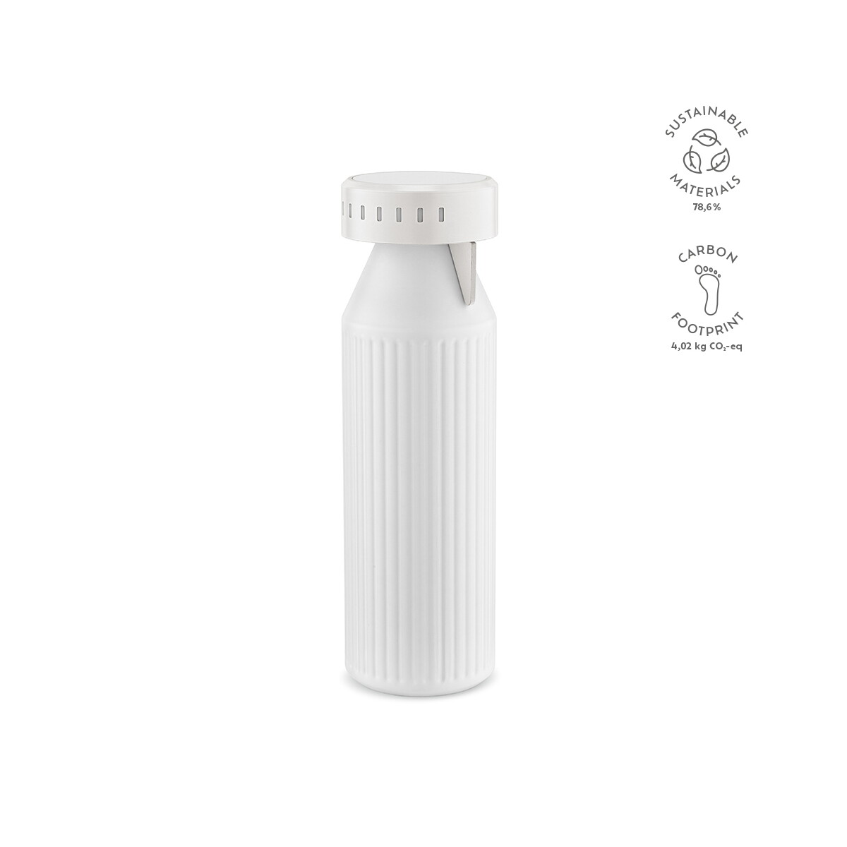 Butelki z logo – butelka timeos z recyklingowanej stali nierdzewnej 690 ml – biała ABT001_106-kpi Butelka Timeos z recyklingowanej stali nierdzewnej 690 ml - Biała ABT001_106-kpi