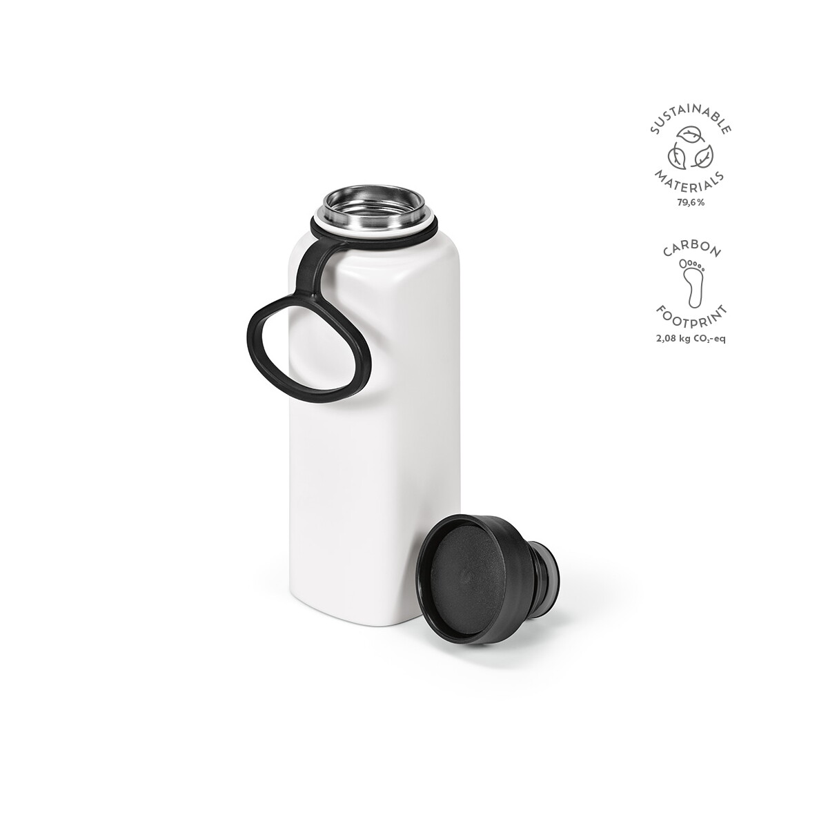 Butelki z logo – butelka ural z recyklingu stali nierdzewnej 820 ml – czarna ABT030_103-kpi Butelka Ural z recyklingu stali nierdzewnej 820 ml - Czarna ABT030_103-kpi