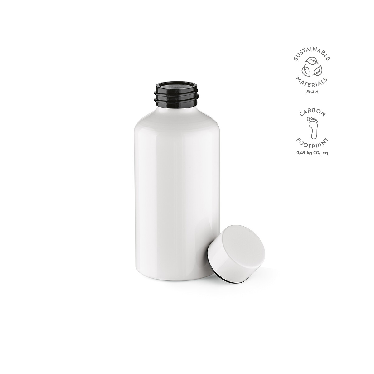 Butelki z logo – butelka yukon aluminium z recyklingu 550 ml – biała ABT025_106-kpi Butelka Yukon Aluminium z recyklingu 550 ml - Biała ABT025_106-kpi