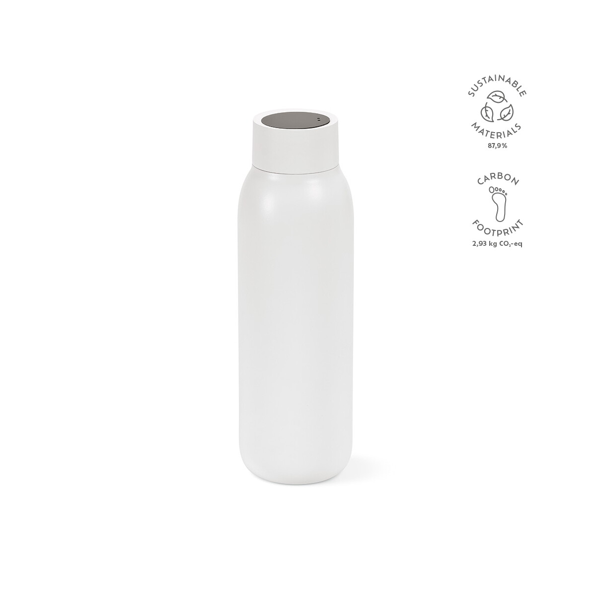 Butelki z logo – la plata butelka ze stali nierdzewnej z recyklingu 650 ml – biała ABT028_106-kpi La Plata Butelka ze stali nierdzewnej z recyklingu 650 ml - Biała ABT028_106-kpi