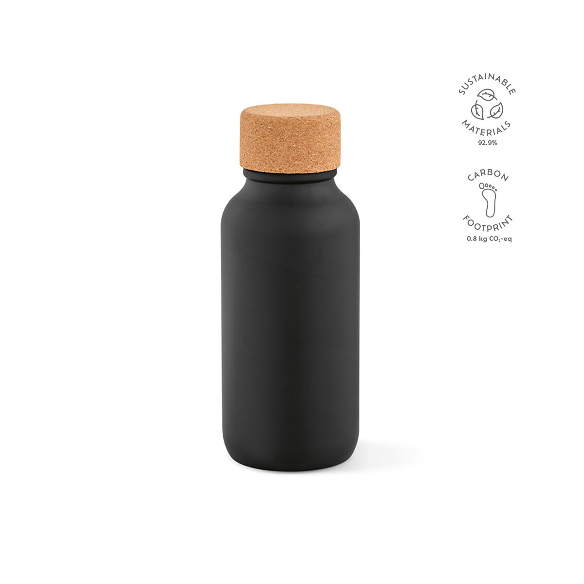 Butelki z logo – volga butelka ze stali nierdzewnej z recyklingu 530 ml – czarna ABT034_103-D Volga Butelka ze stali nierdzewnej z recyklingu 530 ml - Czarna ABT034_103-D