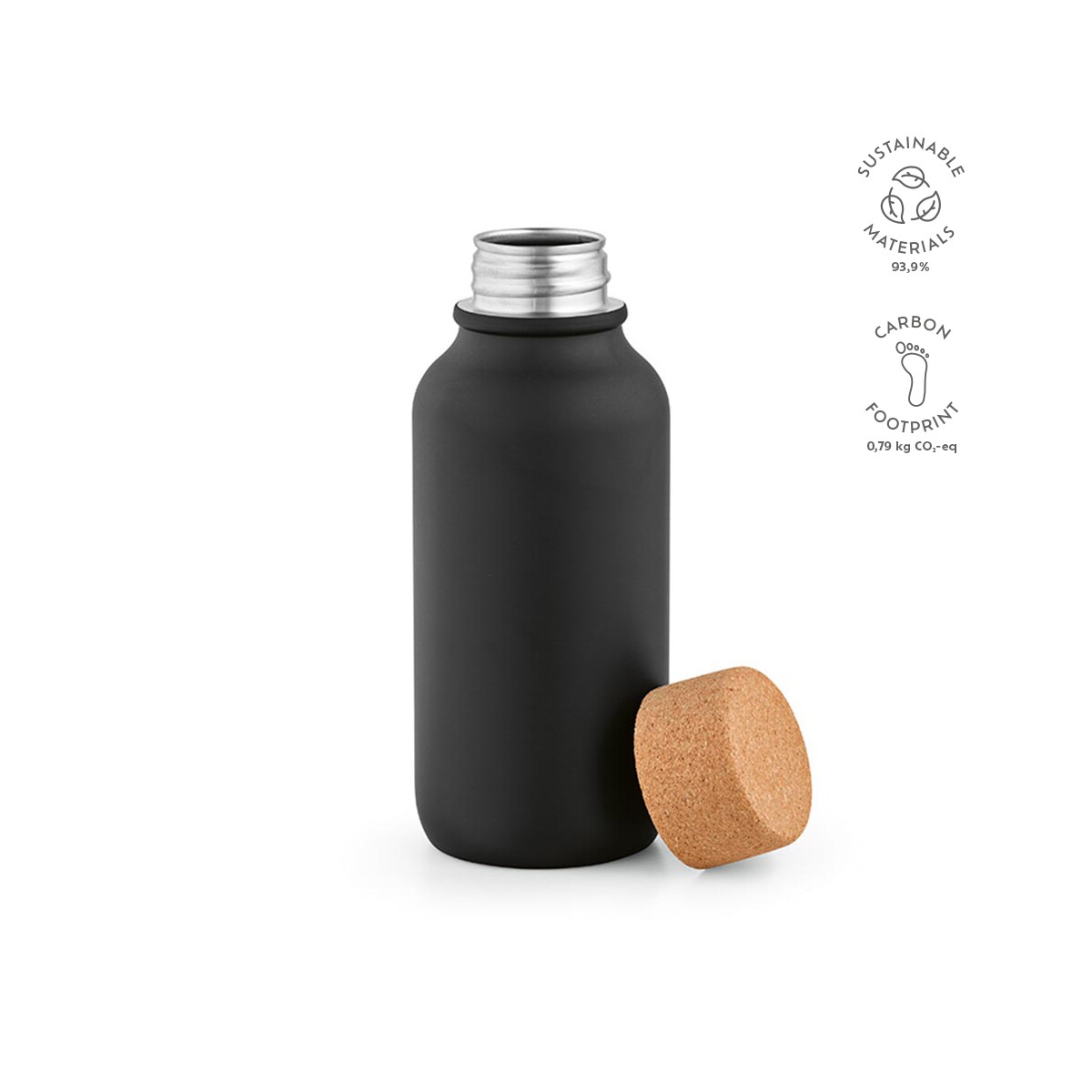 Butelki z logo – volga butelka ze stali nierdzewnej z recyklingu 530 ml – czarna ABT034_103-kpi Volga Butelka ze stali nierdzewnej z recyklingu 530 ml - Czarna ABT034_103-kpi