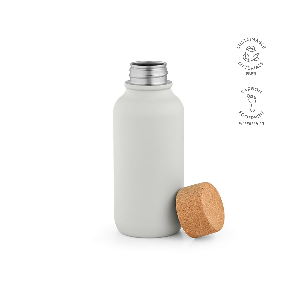 Butelki z logo – volga butelka ze stali nierdzewnej z recyklingu 530 ml – jasnoszara ABT034_123-kpi Volga Butelka ze stali nierdzewnej z recyklingu 530 ml - Jasnoszara ABT034_123-kpi