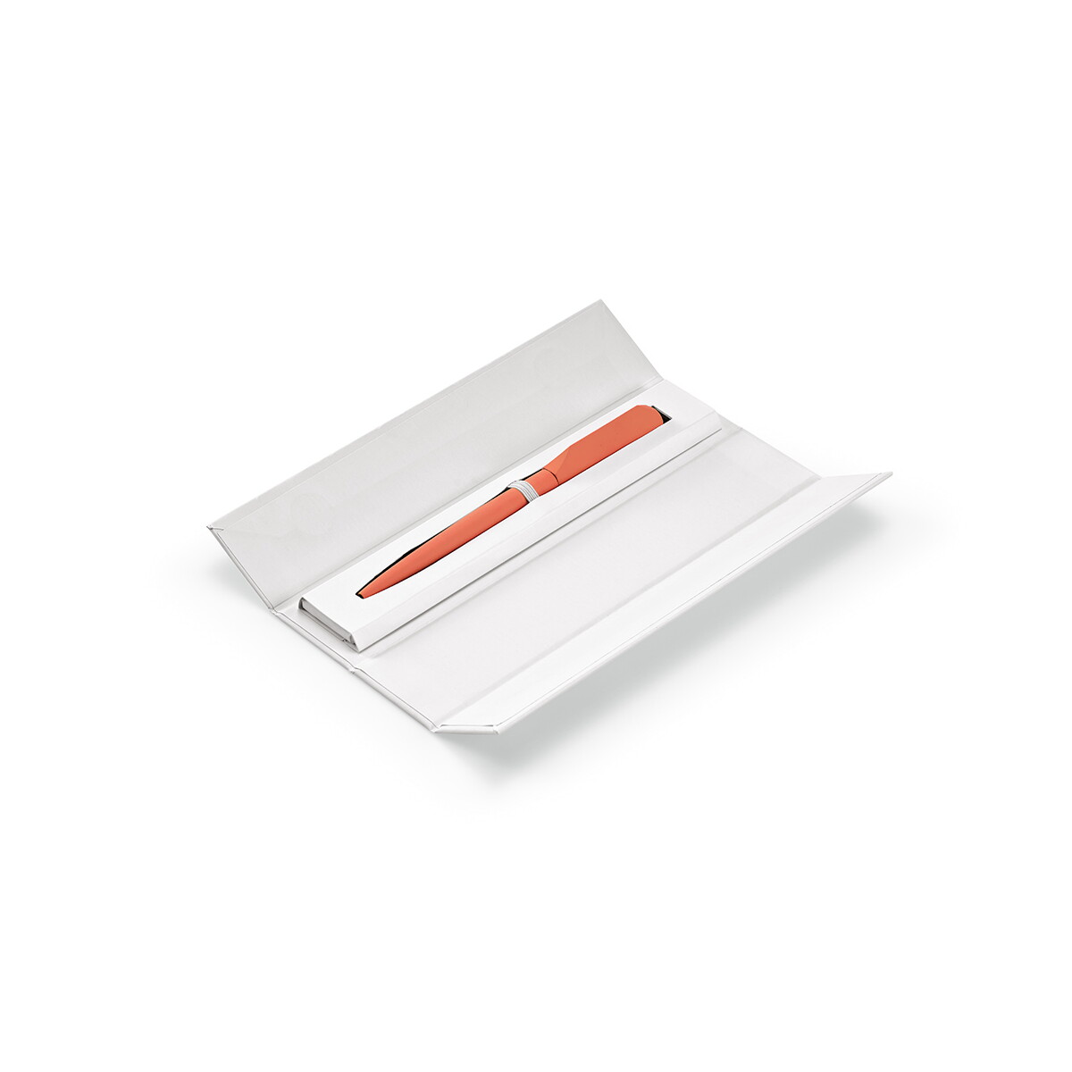 Długopisy ekologiczne z logo – długopis rabelais z recyklingu aluminium czarny tusz – łososiowy APN010_168-box Długopis Rabelais z recyklingu aluminium Czarny tusz - łososiowy APN010_168-box