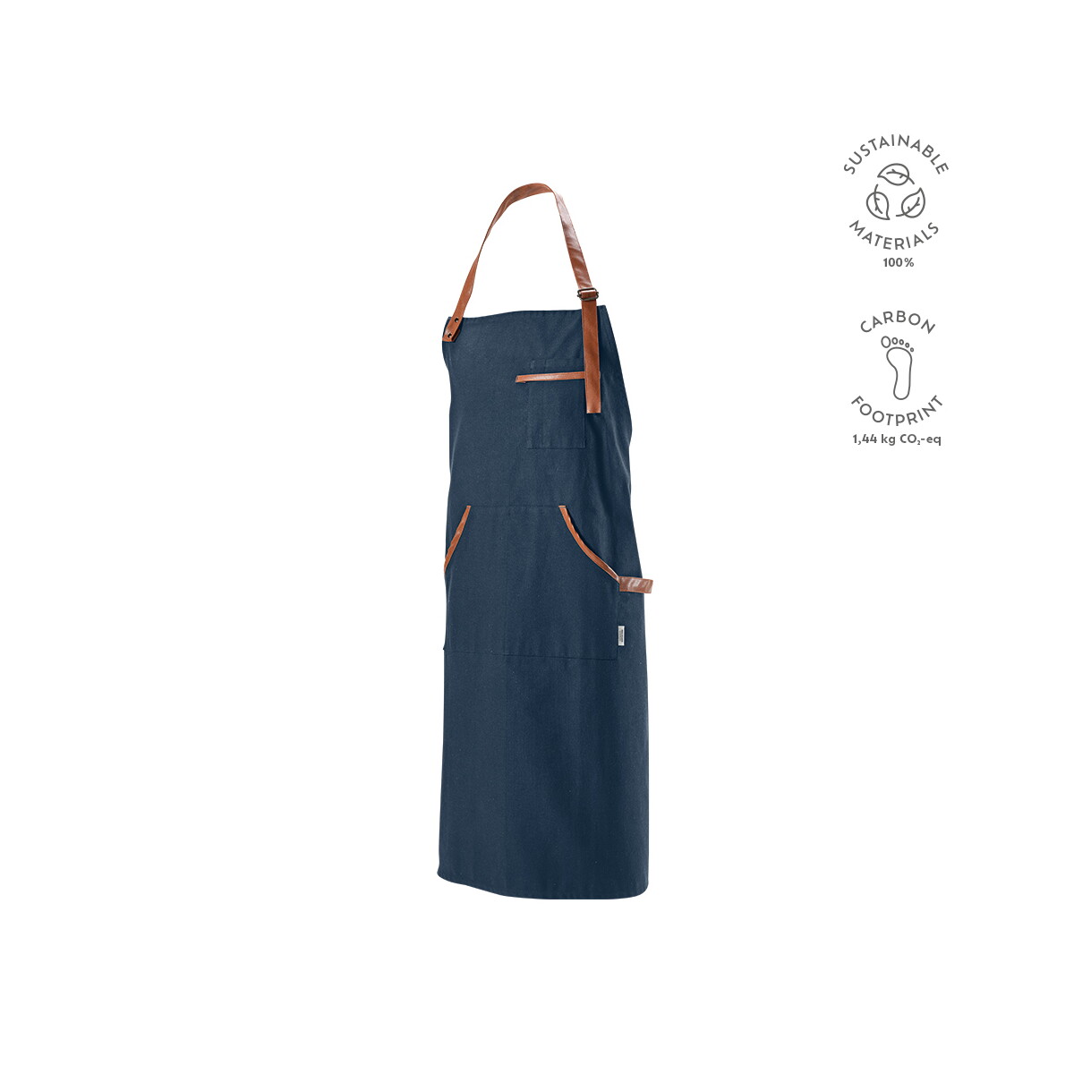 Fartuchy z logo – bawełniany fartuch z recyklingu goya 300 gsm – granatowy AAP003_134-kpi Bawełniany fartuch z recyklingu Goya 300 gsm - granatowy AAP003_134-kpi