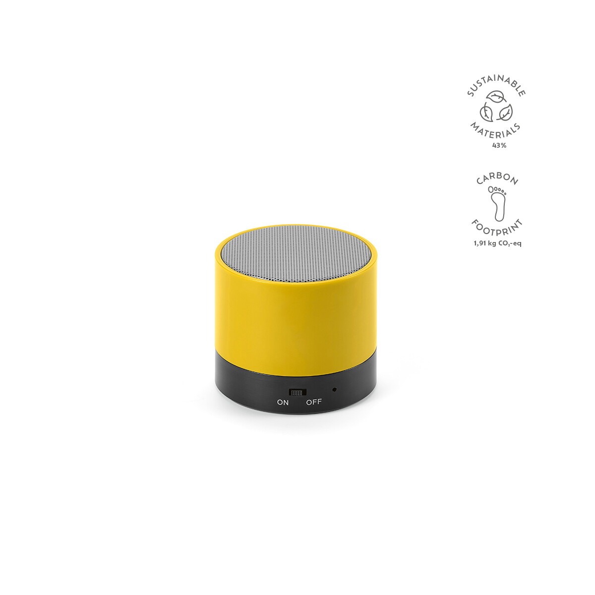 Głośniki z logo – glosnik gauss z recyklingu abs 300 mah – żółty ASP013_108-kpi Glosnik Gauss z recyklingu ABS 300 mAh - żółty ASP013_108-kpi