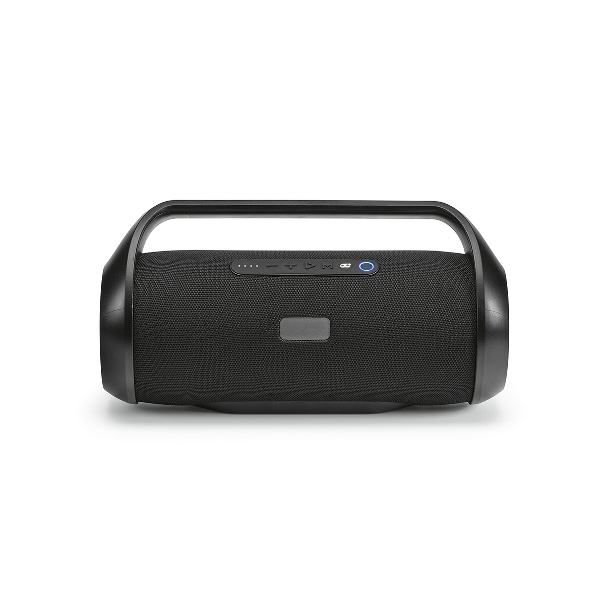 Głośniki z logo – głośnik newton z recyklingu abs 6 000 mah – czarny ASP006_103-front Głośnik Newton z recyklingu ABS 6 000 mAh - czarny ASP006_103-front