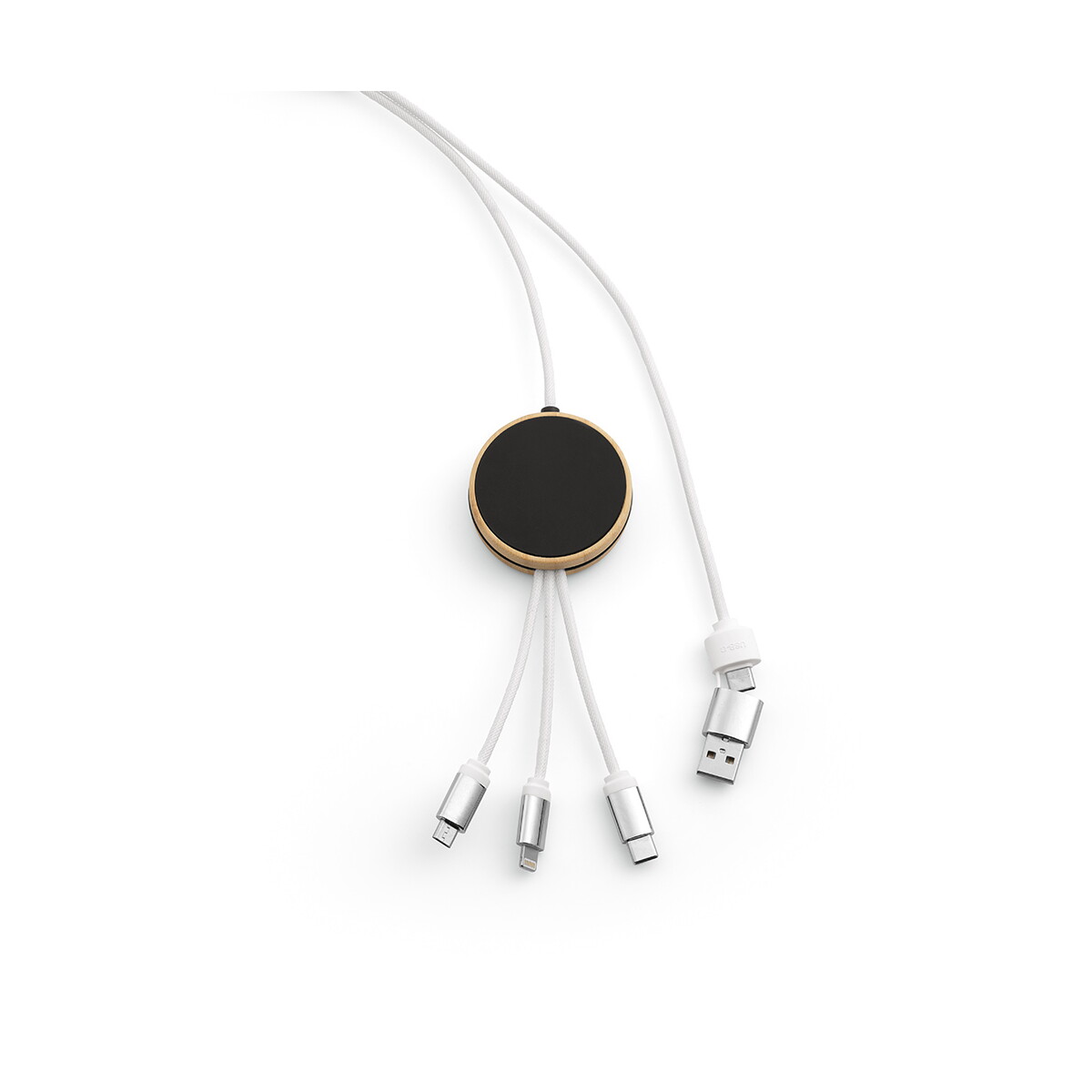 Kable USB z logo – kabel feynmana rpet 3 w 1 – biały ACB004_106-B Kabel Feynmana rPET 3 w 1 - Biały ACB004_106-B