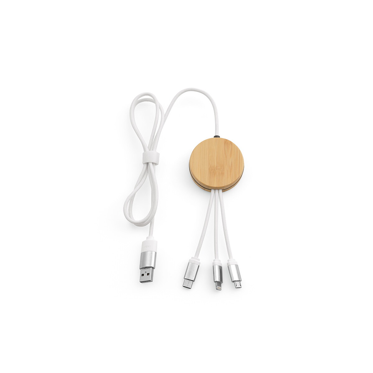 Kable USB z logo – kabel feynmana rpet 3 w 1 – biały ACB004_106-front Kabel Feynmana rPET 3 w 1 - Biały ACB004_106-front