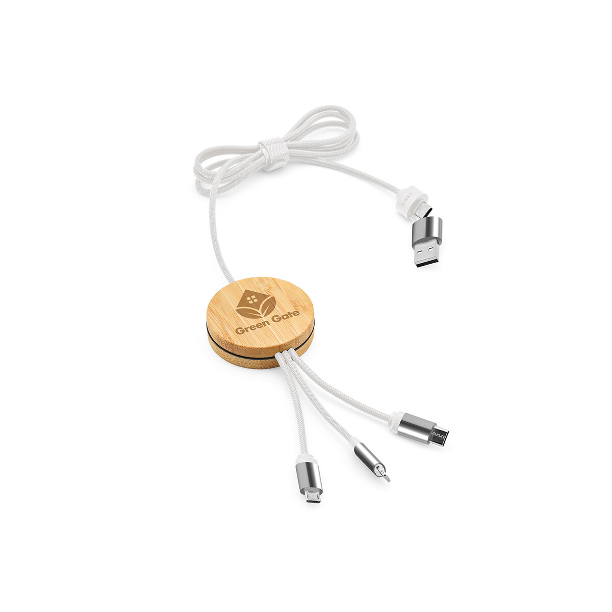 Kable USB z logo – kabel feynmana rpet 3 w 1 – biały ACB004_106-logo Kabel Feynmana rPET 3 w 1 - Biały ACB004_106-logo