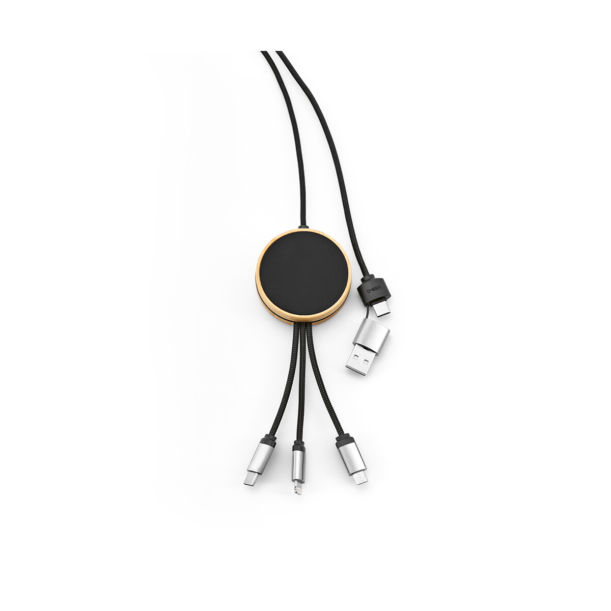 Kable USB z logo – kabel feynmana rpet 3 w 1 – czarny ACB004_103-B Kabel Feynmana rPET 3 w 1 - czarny ACB004_103-B
