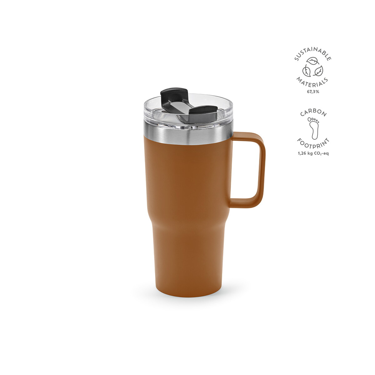 Kubki z logo – kubek neman z recyklingowanej stali nierdzewnej 580 ml – camelowy AMG019_191-kpi Kubek Neman z recyklingowanej stali nierdzewnej 580 ml - Camelowy AMG019_191-kpi