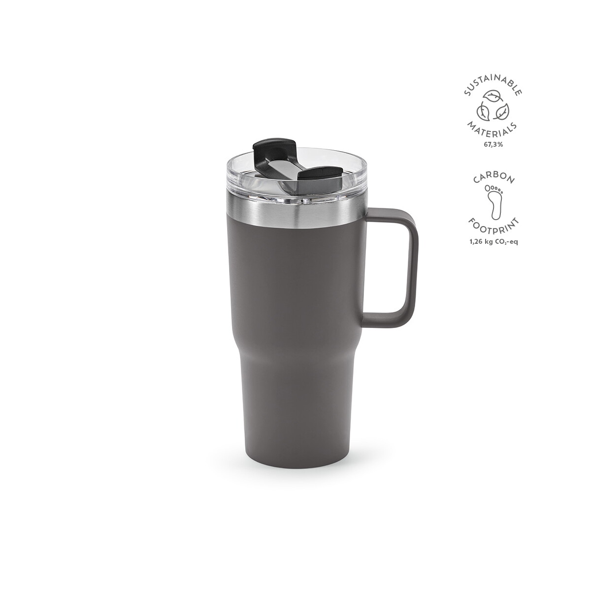 Kubki z logo – kubek neman z recyklingowanej stali nierdzewnej 580 ml – szary AMG019_113-kpi Kubek Neman z recyklingowanej stali nierdzewnej 580 ml - Szary AMG019_113-kpi