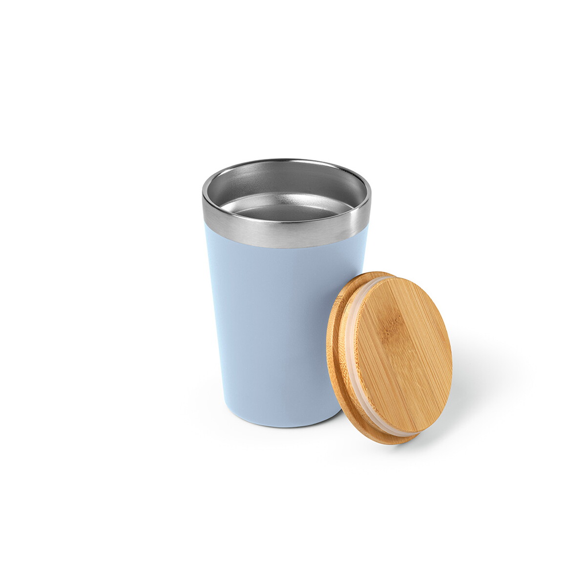 Kubki z logo – kubek podróżny don ze stali nierdzewnej z recyklingu 390 ml – baby blue ACP007_194-A Kubek podróżny Don ze stali nierdzewnej z recyklingu 390 ml - Baby blue ACP007_194-A