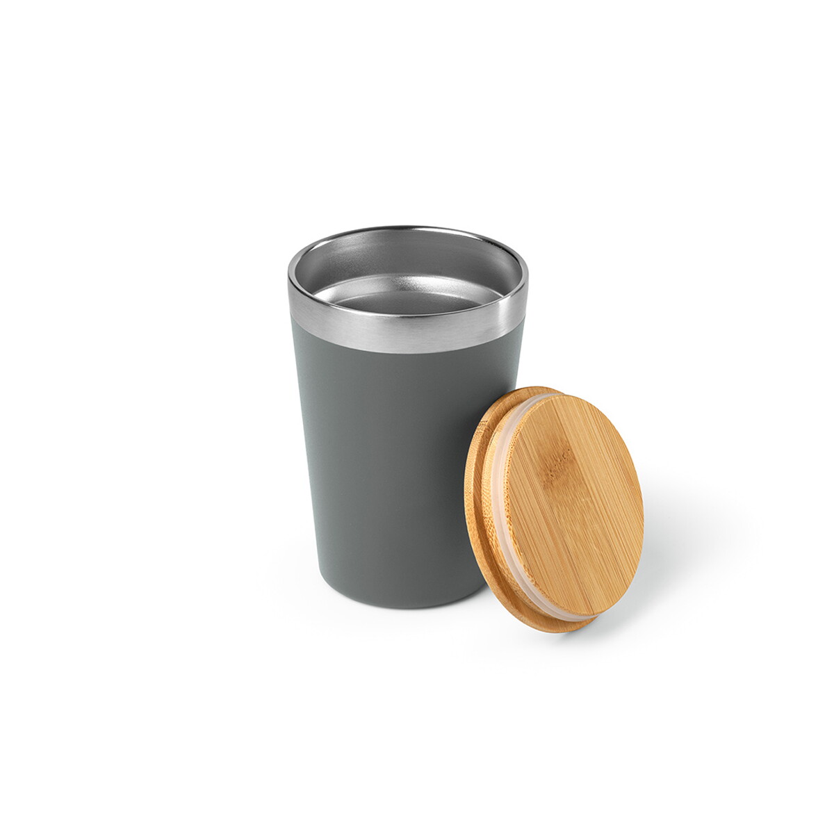 Kubki z logo – kubek podróżny don ze stali nierdzewnej z recyklingu 390 ml – ciemnoszary ACP007_133-A Kubek podróżny Don ze stali nierdzewnej z recyklingu 390 ml - ciemnoszary ACP007_133-A