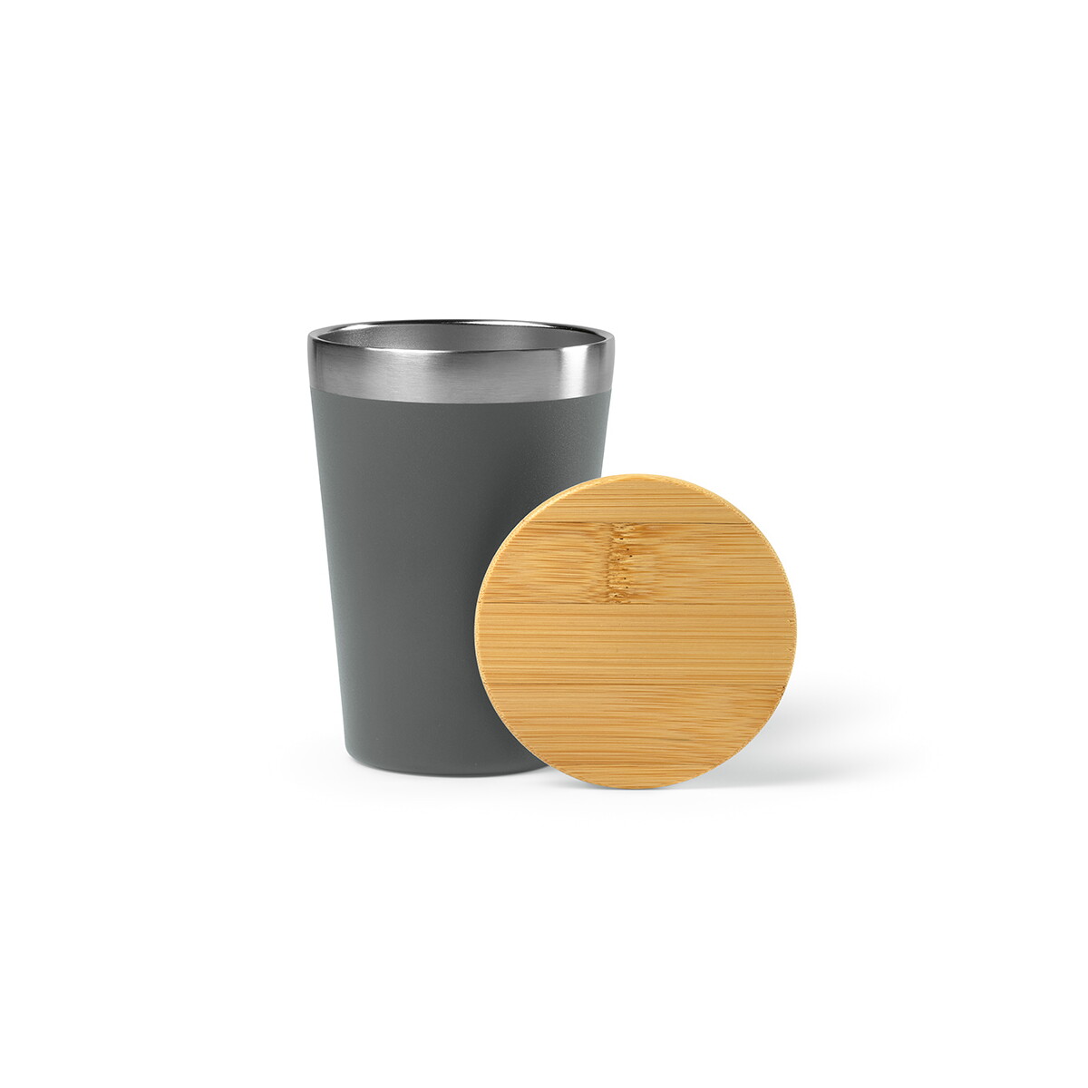 Kubki z logo – kubek podróżny don ze stali nierdzewnej z recyklingu 390 ml – ciemnoszary ACP007_133-B Kubek podróżny Don ze stali nierdzewnej z recyklingu 390 ml - ciemnoszary ACP007_133-B