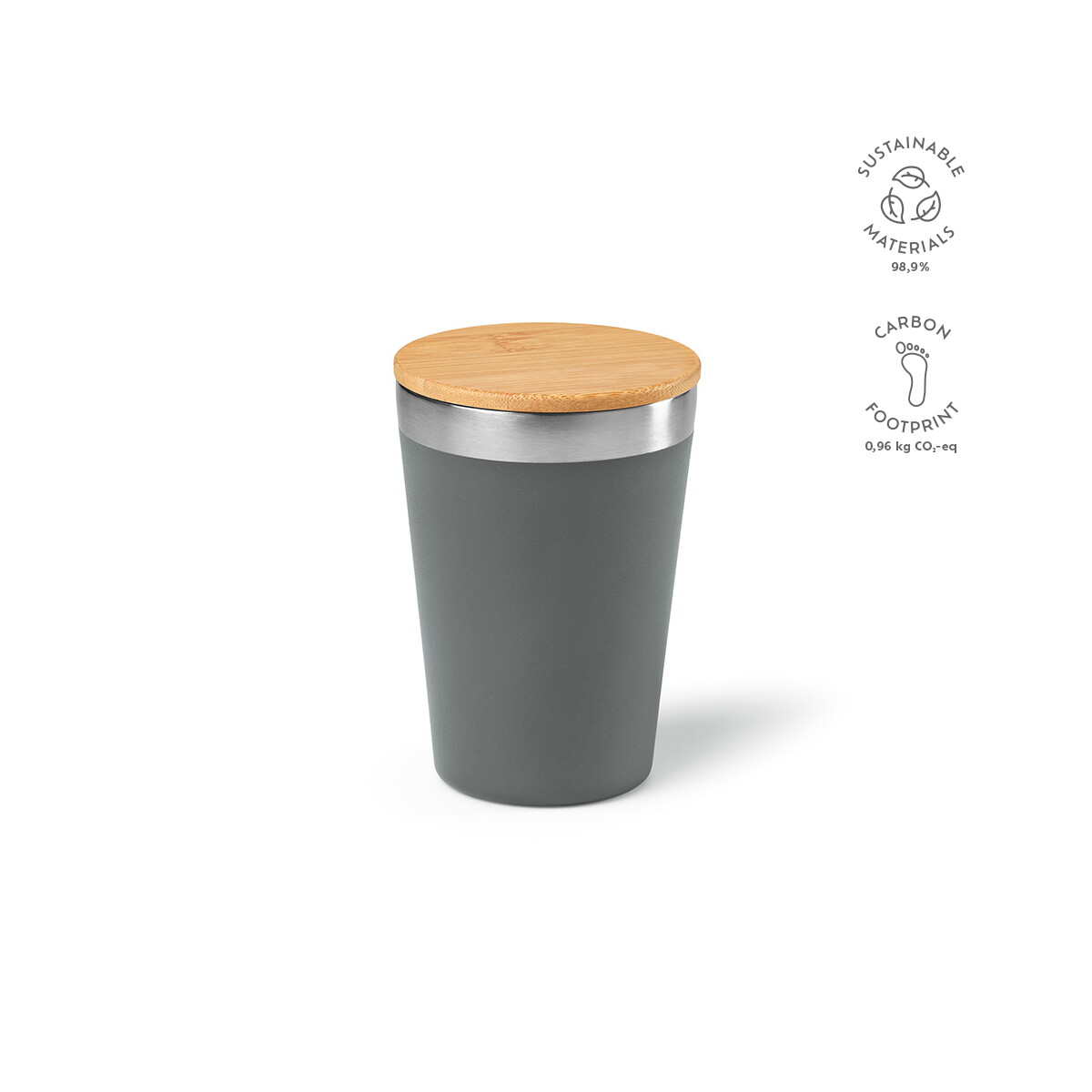 Kubki z logo – kubek podróżny don ze stali nierdzewnej z recyklingu 390 ml – ciemnoszary ACP007_133-kpi Kubek podróżny Don ze stali nierdzewnej z recyklingu 390 ml - ciemnoszary ACP007_133-kpi