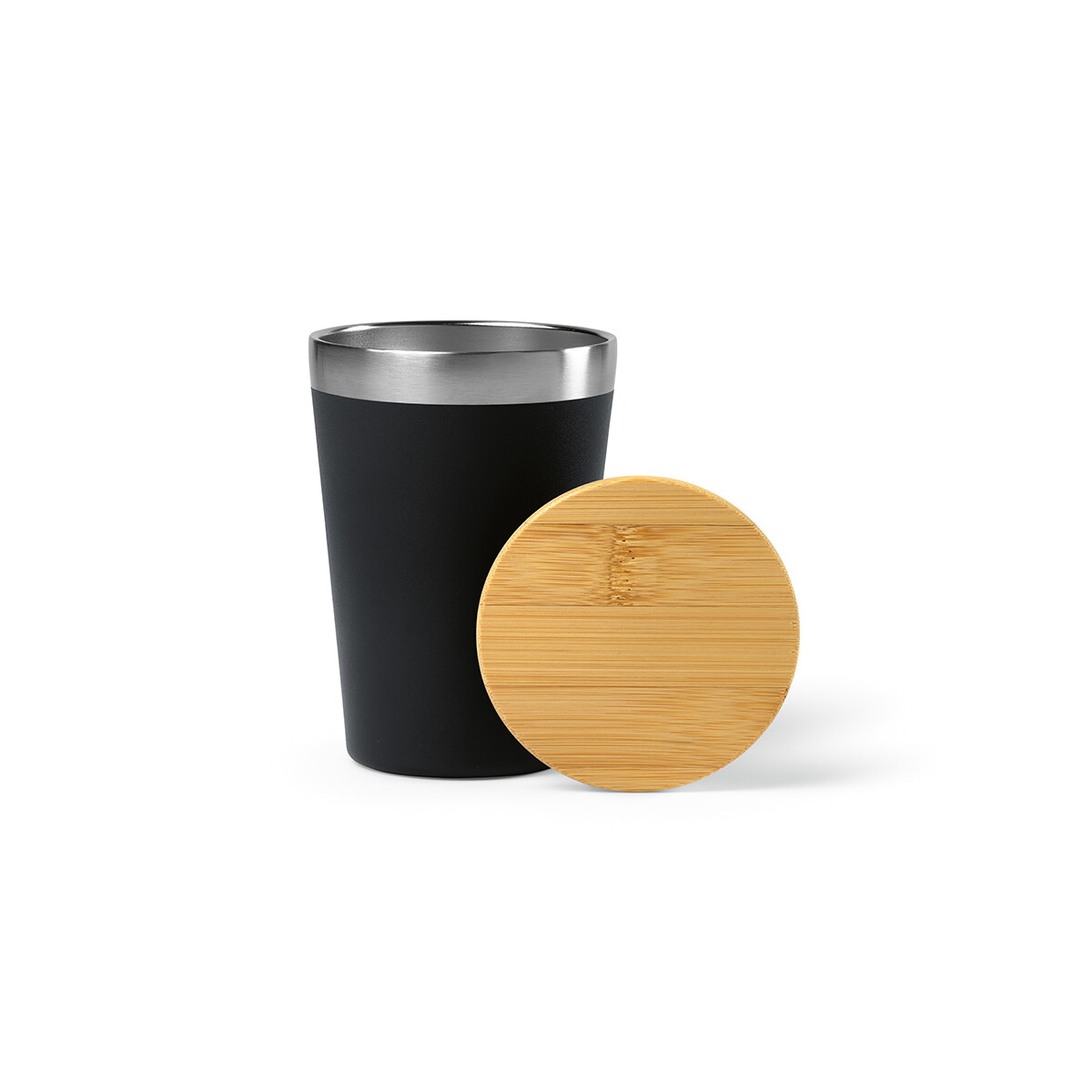 Kubki z logo – kubek podrózny don ze stali nierdzewnej z recyklingu 390 ml – czarny ACP007_103-B Kubek podrózny Don ze stali nierdzewnej z recyklingu 390 ml - Czarny ACP007_103-B