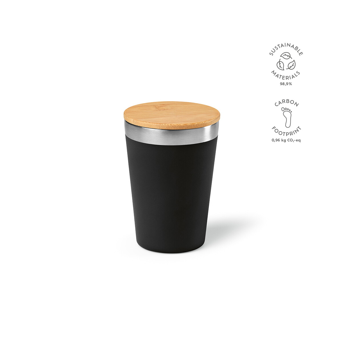 Kubki z logo – kubek podrózny don ze stali nierdzewnej z recyklingu 390 ml – czarny ACP007_103-kpi Kubek podrózny Don ze stali nierdzewnej z recyklingu 390 ml - Czarny ACP007_103-kpi