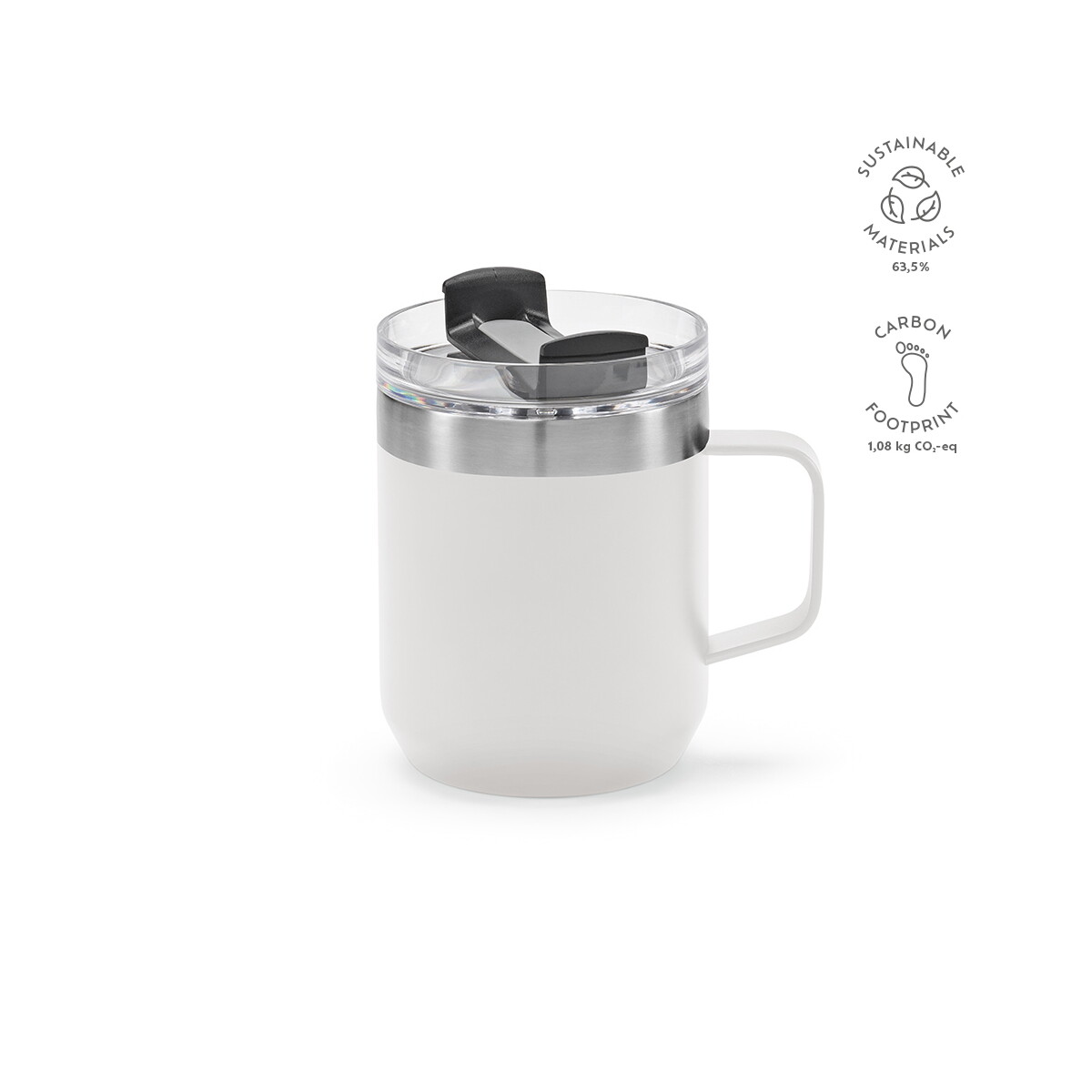 Kubki z logo – kubek shinano z recyklingowanej stali nierdzewnej 420 ml – biały AMG018_106-kpi Kubek Shinano z recyklingowanej stali nierdzewnej 420 ml - Biały AMG018_106-kpi