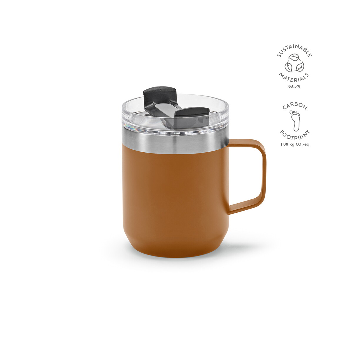 Kubki z logo – kubek shinano z recyklingowanej stali nierdzewnej 420 ml – camelowy AMG018_191-kpi Kubek Shinano z recyklingowanej stali nierdzewnej 420 ml - Camelowy AMG018_191-kpi