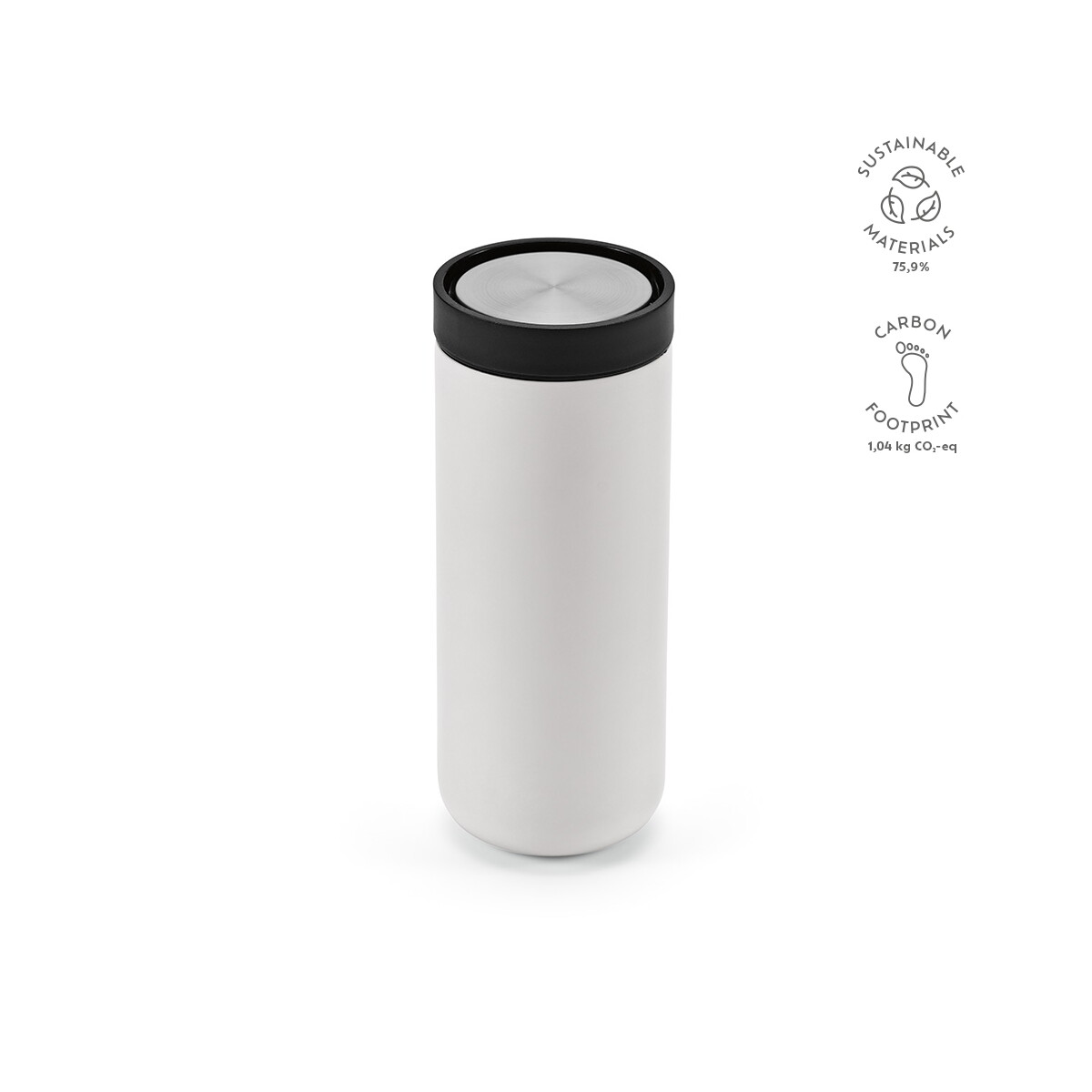 Kubki z logo – senegal kubek podrózny ze stali nierdzewnej z recyklingu 400 ml – biały ACP009_106-kpi Senegal Kubek podrózny ze stali nierdzewnej z recyklingu 400 ml - Biały ACP009_106-kpi