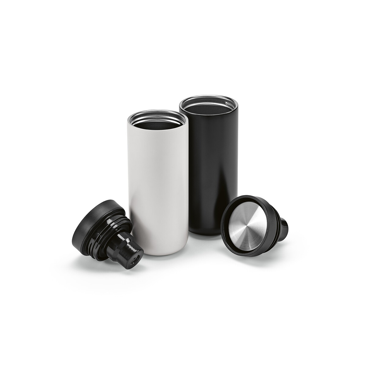 Kubki z logo – senegal kubek podróżny ze stali nierdzewnej z recyklingu 400 ml – czarny ACP009_103-C Senegal Kubek podróżny ze stali nierdzewnej z recyklingu 400 ml - Czarny ACP009_103-C