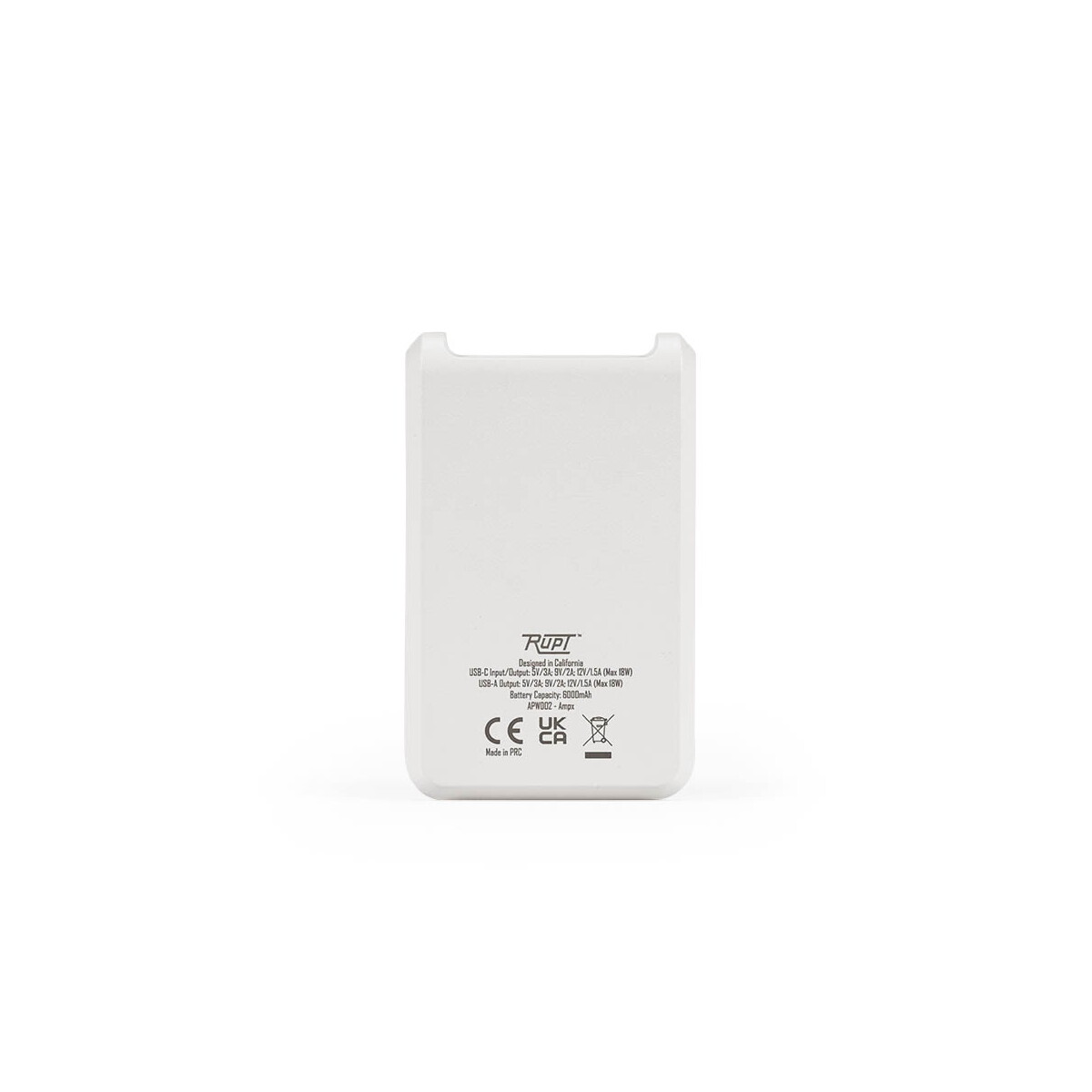 Powerbanki z logo – bateria ampx powerbank rabs 6 000 mah – biała APW002_106-back Bateria Ampx Powerbank rABS 6 000 mAh - Biała APW002_106-back