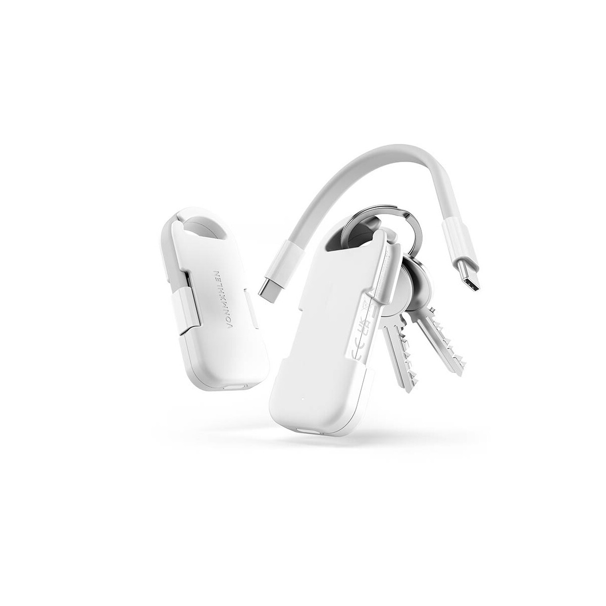 Powerbanki z logo – evergreen go 2-in1 keyring with powerbank. rtpe. led indicator – white APW009_106-C Evergreen Go 2-in1 keyring with powerbank. rTPE. LED indicator - White APW009_106-C