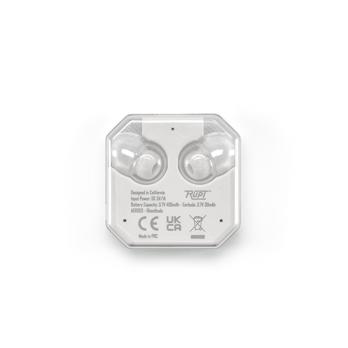 Słuchawki z logo – słuchawki douszne ghostbuds z recyklingu abs 400 mah – białe AER003_106-back Słuchawki douszne Ghostbuds z recyklingu ABS 400 mAh - Białe AER003_106-back