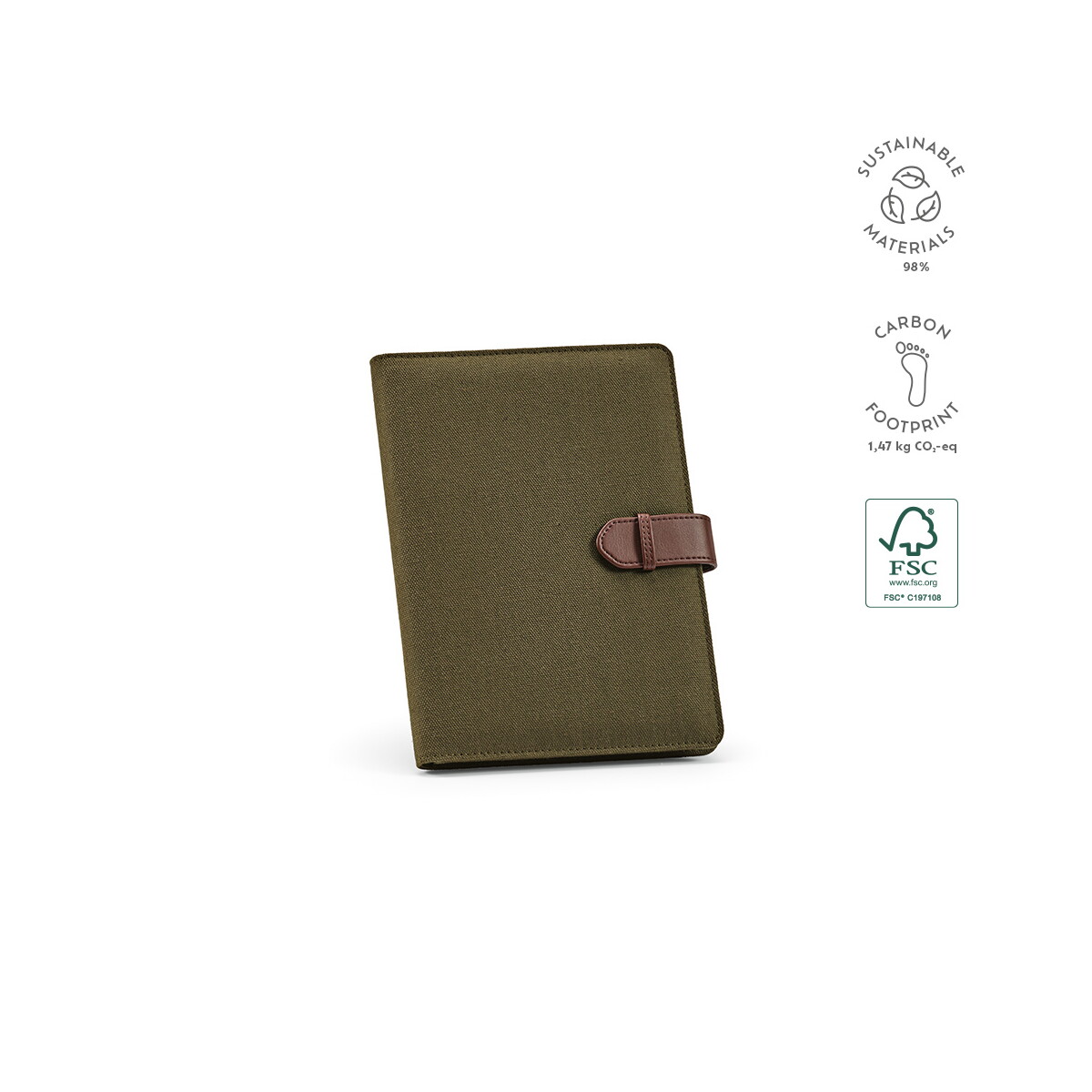 Teczki z logo – eliot a5 folder bawełna z recyklingu – ciemno zielony AFD004_149-kpi Eliot A5 Folder bawełna z recyklingu - Ciemno zielony AFD004_149-kpi
