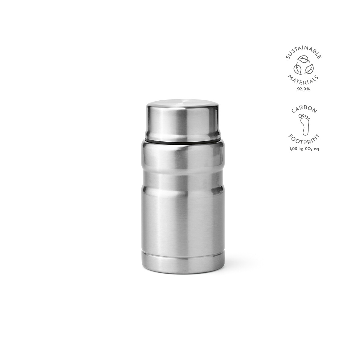 Termosy z logo – flakon na zywnosc dali 800 ze stali nierdzewnej z recyklingu 810 ml – srebrny AFF001_107-kpi Flakon na zywnosc Dali 800 ze stali nierdzewnej z recyklingu 810 ml - Srebrny AFF001_107-kpi