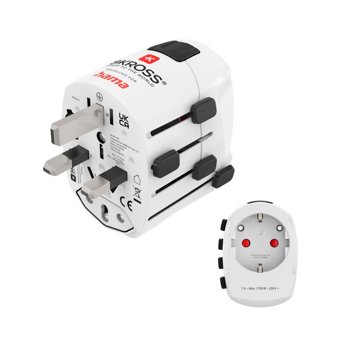 Adaptery podróżne z logo – adapter podróżny skross for hama pro – biały VH050-02_AAA02 Adapter podróżny Skross for Hama Pro - biały VH050-02_AAA02