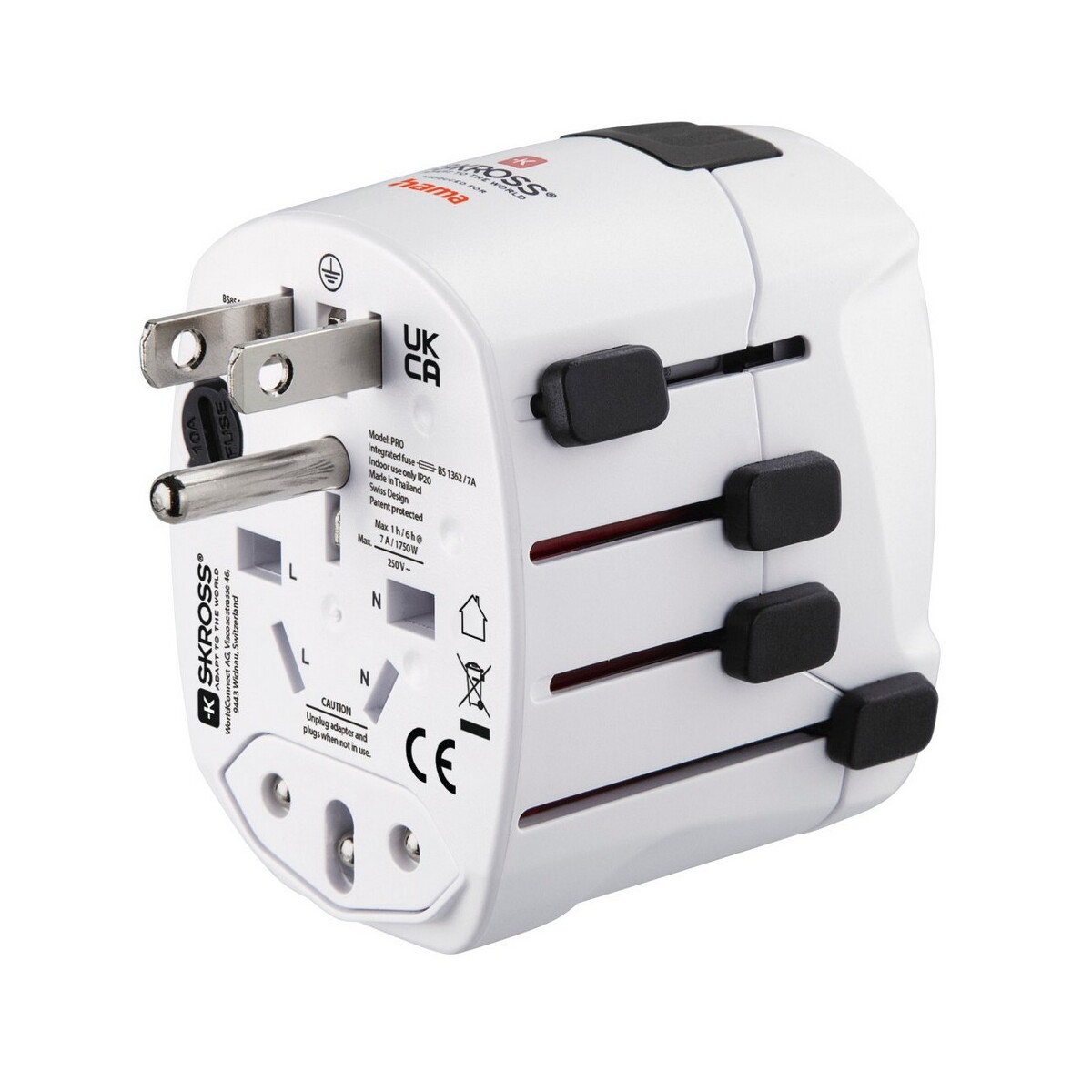 Adaptery podróżne z logo – adapter podróżny skross for hama pro – biały VH050-02_AAA05 Adapter podróżny Skross for Hama Pro - biały VH050-02_AAA05