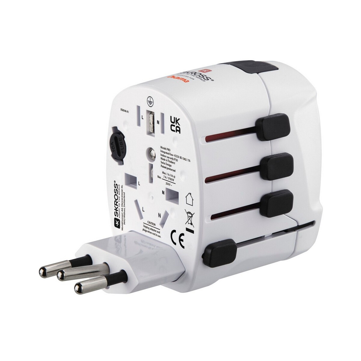 Adaptery podróżne z logo – adapter podróżny skross for hama pro – biały VH050-02_AAA07 Adapter podróżny Skross for Hama Pro - biały VH050-02_AAA07