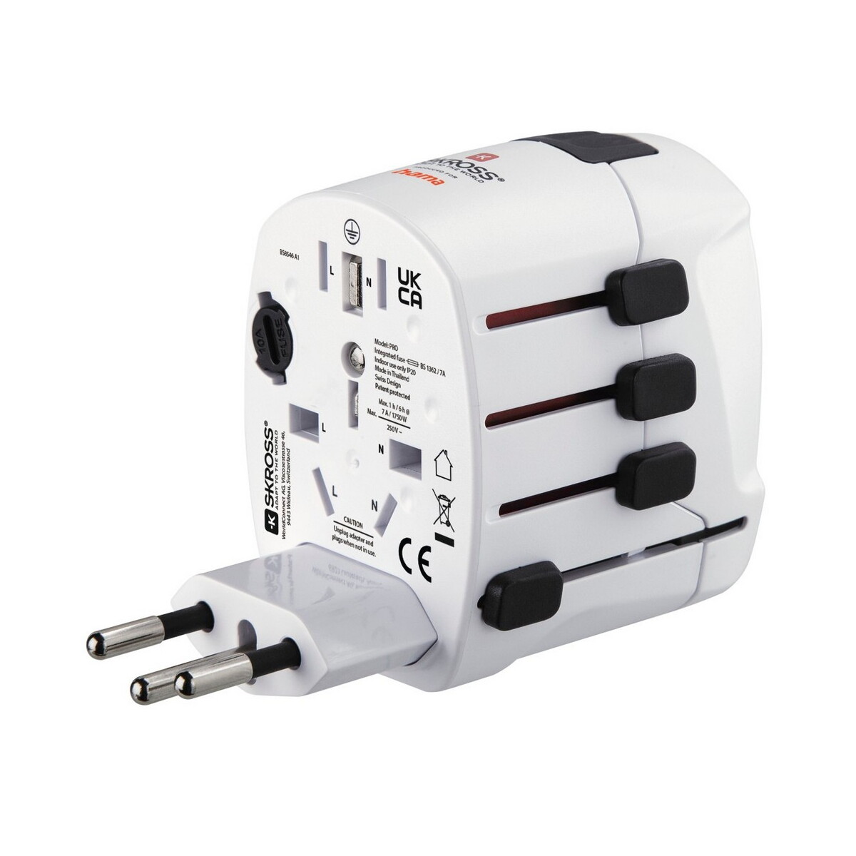 Adaptery podróżne z logo – adapter podróżny skross for hama pro – biały VH050-02_AAA08 Adapter podróżny Skross for Hama Pro - biały VH050-02_AAA08