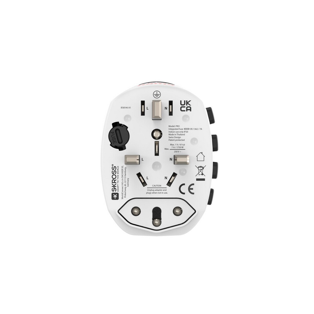 Adaptery podróżne z logo – adapter podróżny skross for hama pro – biały VH050-02_IBK01 Adapter podróżny Skross for Hama Pro - biały VH050-02_IBK01