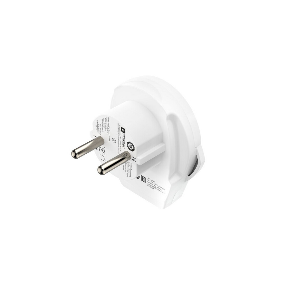 Adaptery podróżne z logo – adapter podróżny skross for hama usb – biały VH049-02_AAA03 Adapter podróżny Skross for Hama USB - biały VH049-02_AAA03