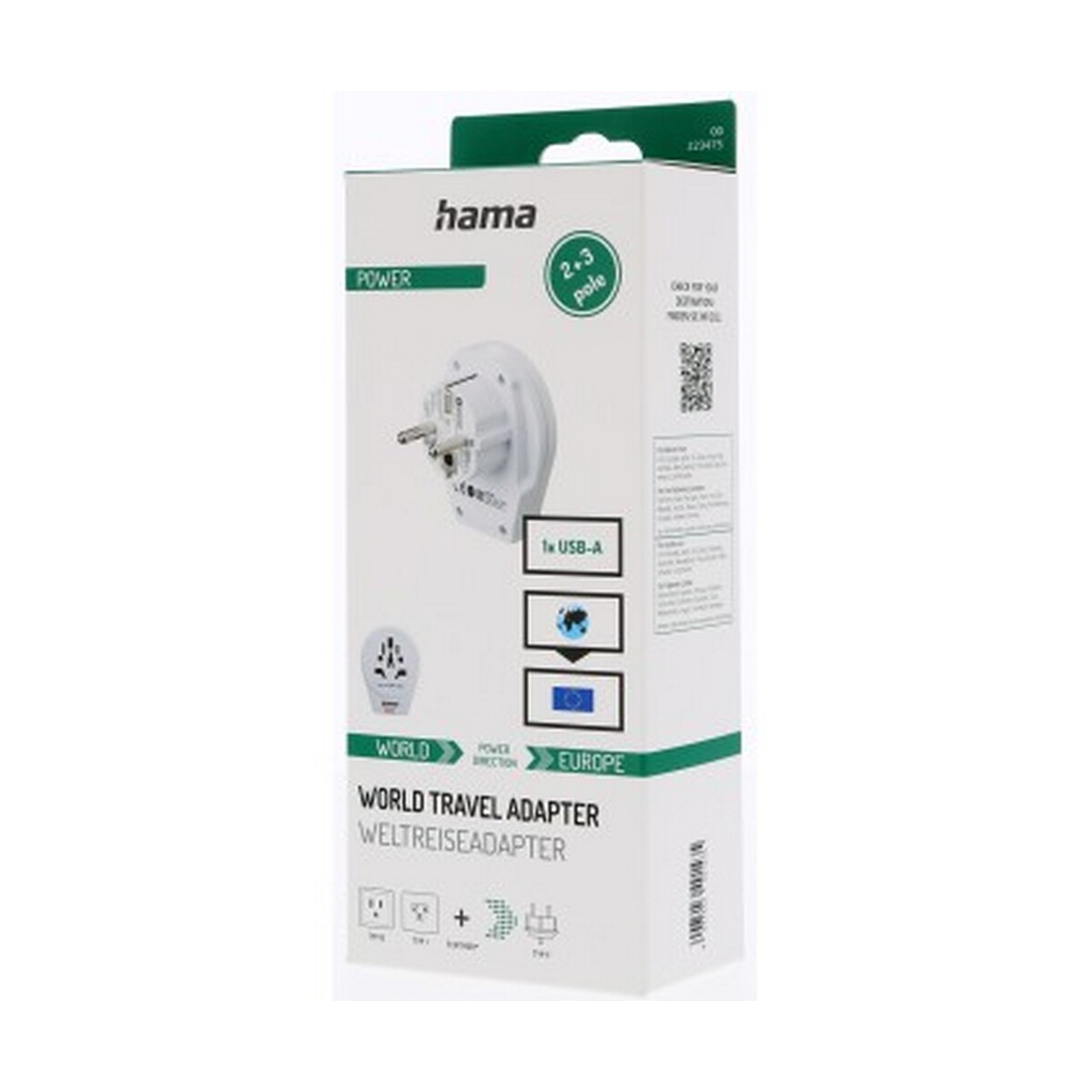Adaptery podróżne z logo – adapter podróżny skross for hama usb – biały VH049-02_POV01 Adapter podróżny Skross for Hama USB - biały VH049-02_POV01
