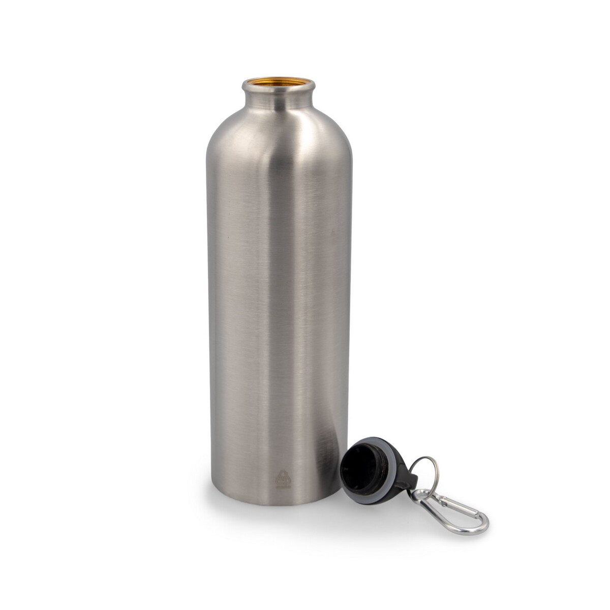 Butelki z logo – butelka sportowa 750 ml z karabińczykiem | laveriano – srebrna VA918-32_AAA02 Butelka sportowa 750 ml z karabińczykiem | Laveriano - srebrna VA918-32_AAA02