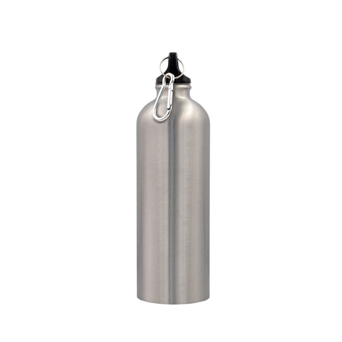 Butelki z logo – butelka sportowa 750 ml z karabińczykiem | laveriano – srebrna VA918-32_ISD01 Butelka sportowa 750 ml z karabińczykiem | Laveriano - srebrna VA918-32_ISD01