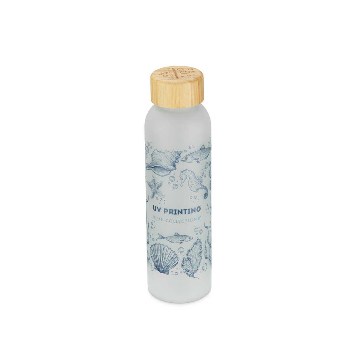 Butelki z logo – butelka z recyklingowanego szkła nillo 500 ml – biała 16259-01_zuv Butelka z recyklingowanego szkła NILLO 500 ml - biała 16259-01_zuv
